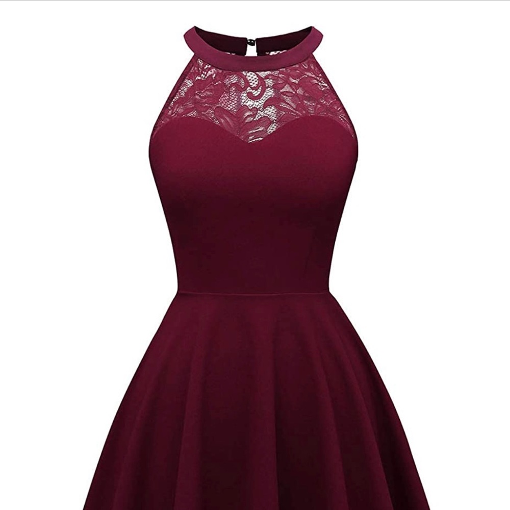 Red burgundy lace Christmas holiday dress XS party evening